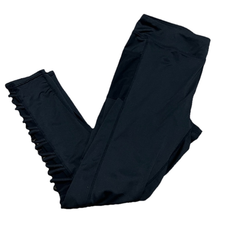 Zone Pro Black Leggings Plus Size 1X Activewear Criss Cross Leg Sexy Stretchy